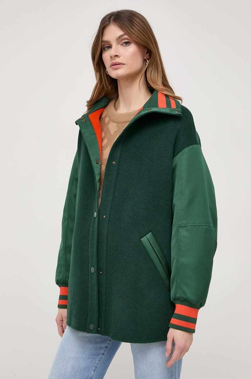 MAX&Co. geaca de lana culoarea verde, de tranzitie, oversize