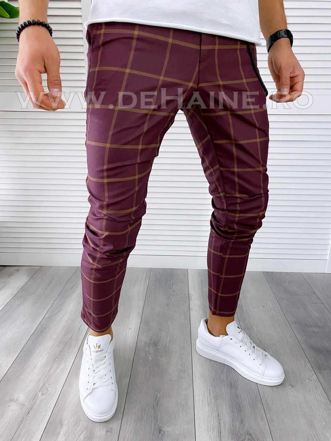 Pantaloni barbati casual regular fit grena B1761 E